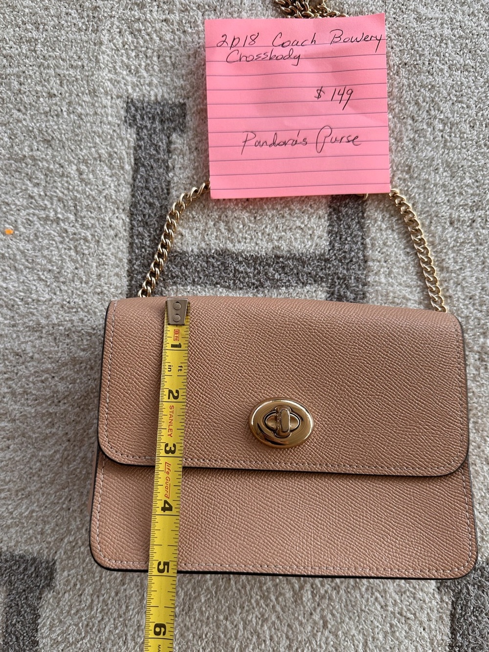 Coach Bowery Crossbody in Dusty Pink with Gold Hardware 2018